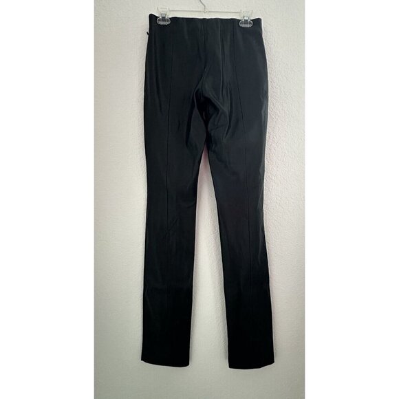 Mango Womens Leather Effect Pants M Straight Leg Front Slit Goth Grunge *READ - Picture 8 of 16
